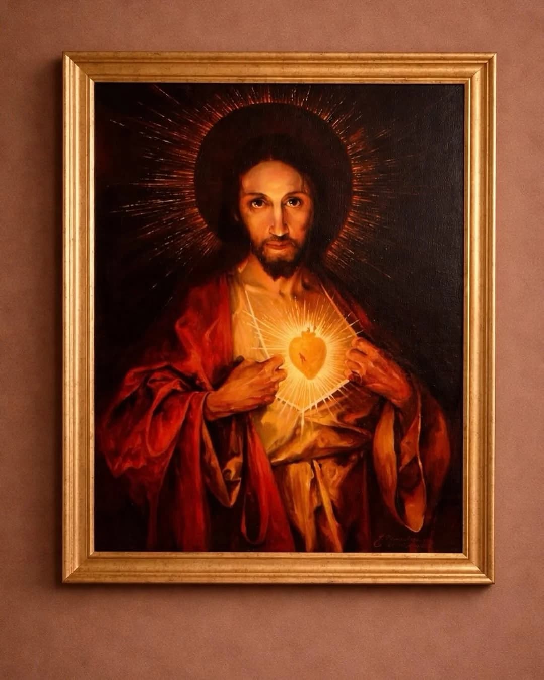 Serce Jezusa — olej na płótnie